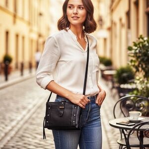 Botkier Warren City Studded Leather Crossbody Black | NYC | Edgy Chic Bag